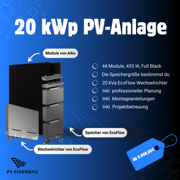 20 kWp Eigenmontage EcoFlow PV-Anlage