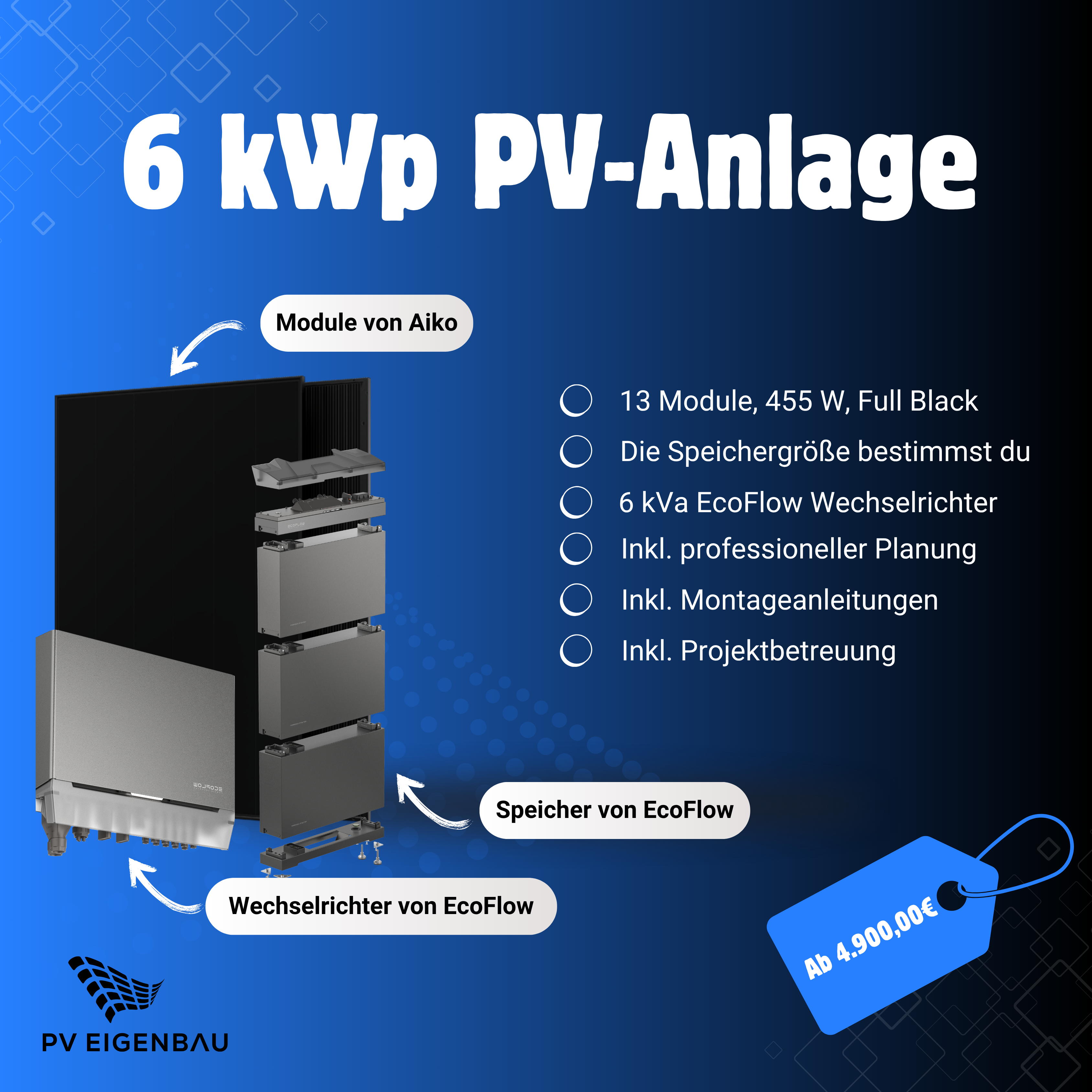 6 kWp EcoFlow PV-Anlage für die Eigenmontage