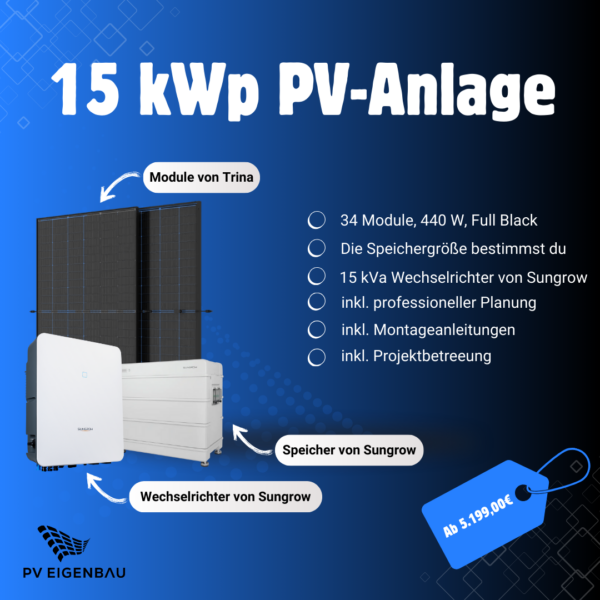 15 kWp Sungrow PV-Anlage für die Eigenmontage